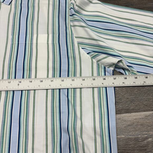 Tommy Bahama Blue White Mens XL Striped Pima Cotton Long Sleeve Button Up Shirt - Picture 7 of 10